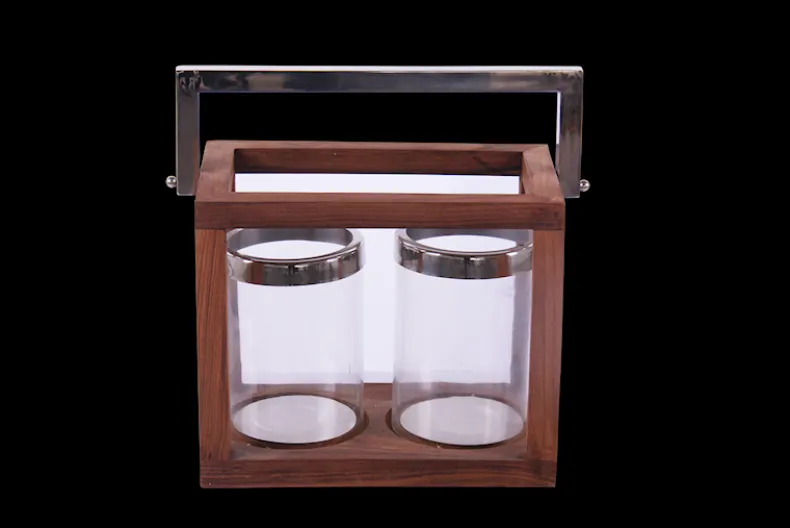 Houten lantaarn 2 lichten