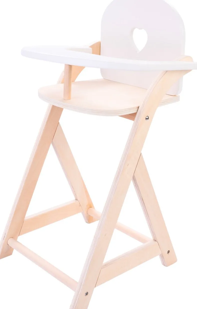 Houten poppenstoel roze/wit