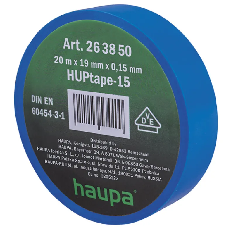 Isolatietape 19 mm 20 m blauw