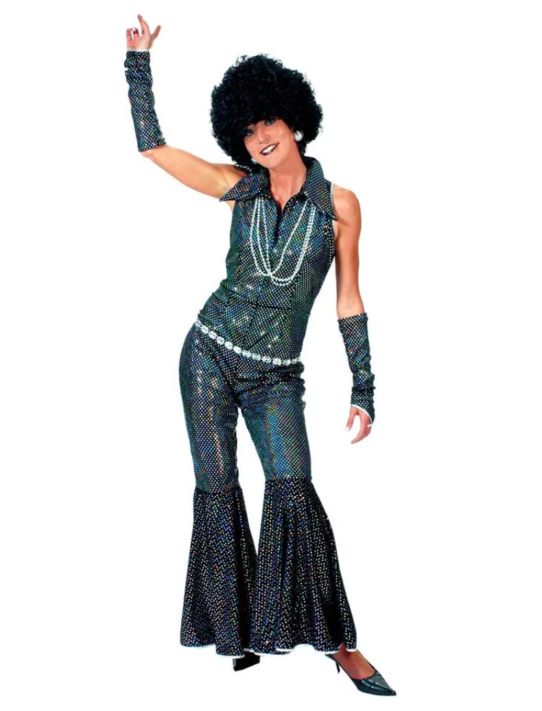 Disco Kostuum Blauw Jumpsuit Boogie Queen - Maat 36/38