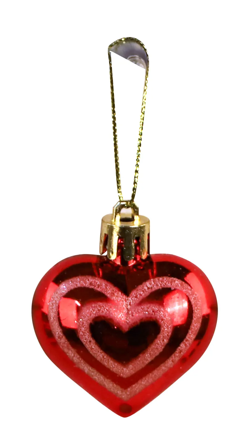 6x kerstornament hart rood