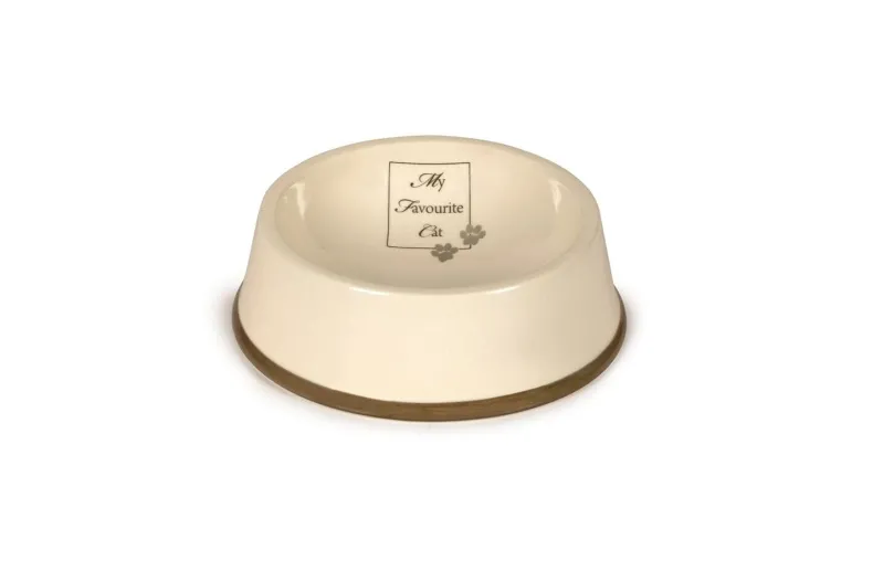 Keramische eetbak 'My favourite cat' grijs 13,5 x 4,5 cm