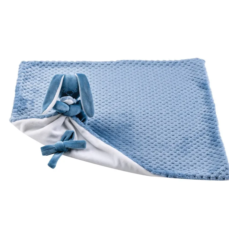 Lapidou Doudou Deken Blauw/Wit 50x50 cm