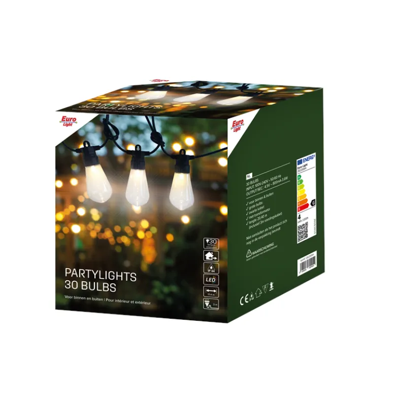 LED Feestverlichting - 30 grote lampen - Warm Wit