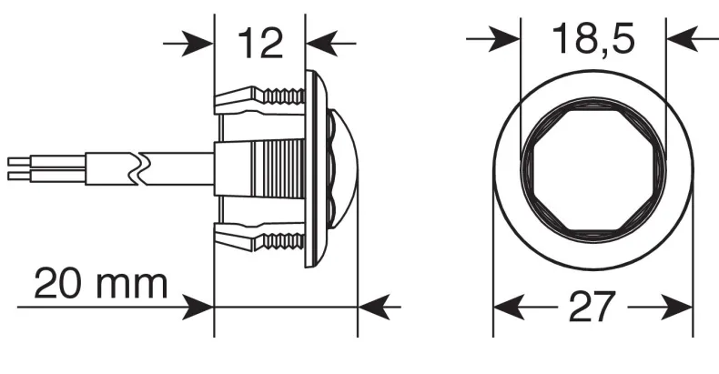 Led Verlichting R19 Rood Chromé