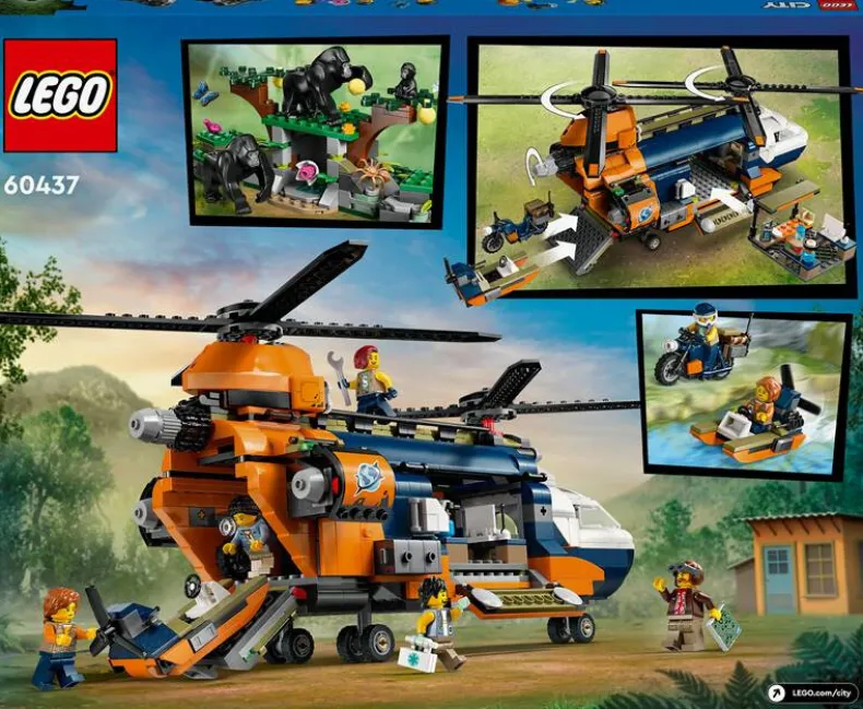 LEGO City 60437 Jungleonderzoekers: helikopter bij de basis