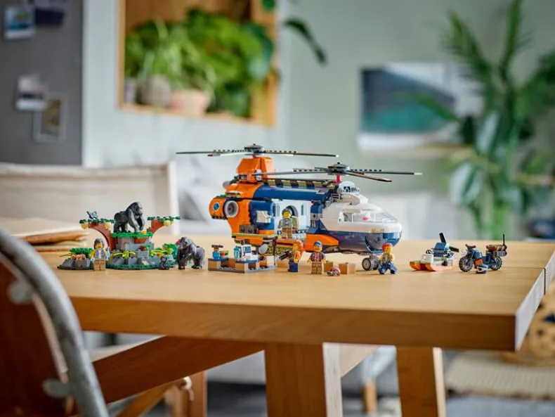 LEGO City 60437 Jungleonderzoekers: helikopter bij de basis