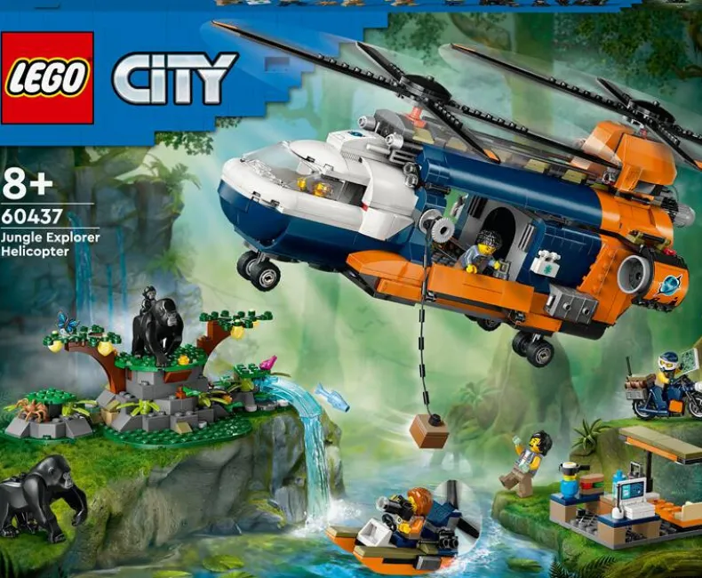 LEGO City 60437 Jungleonderzoekers: helikopter bij de basis