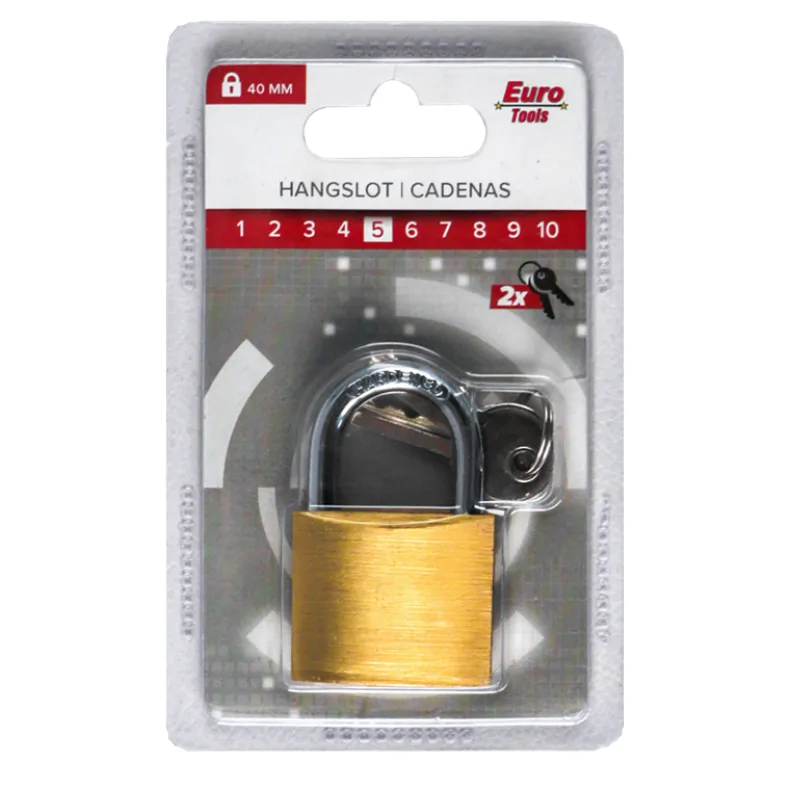 Messing hangslot 40 mm + 2 sleutels