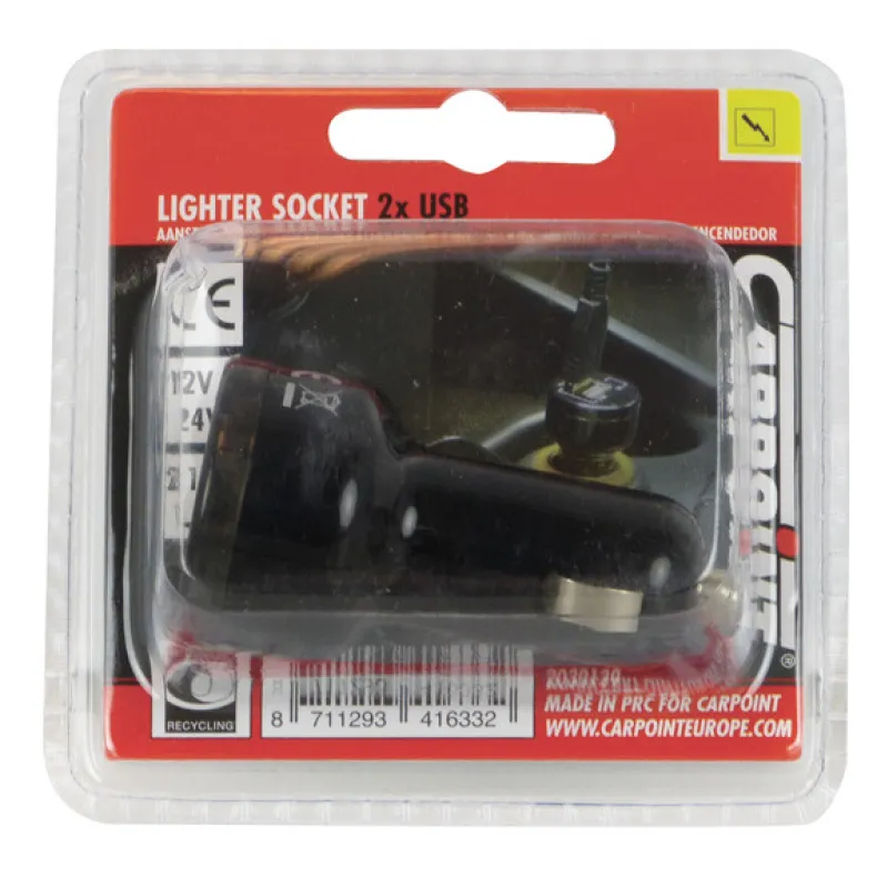 Mini oplader USB 12/24 V 2,1/1 OA