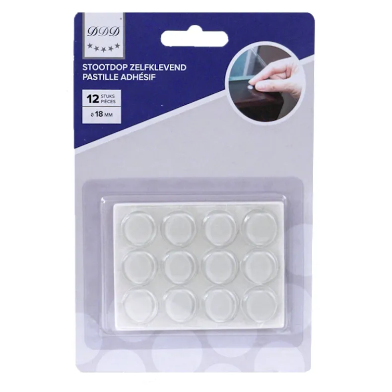 zelfklevend stootdop 18 mm transparant 12 stuks