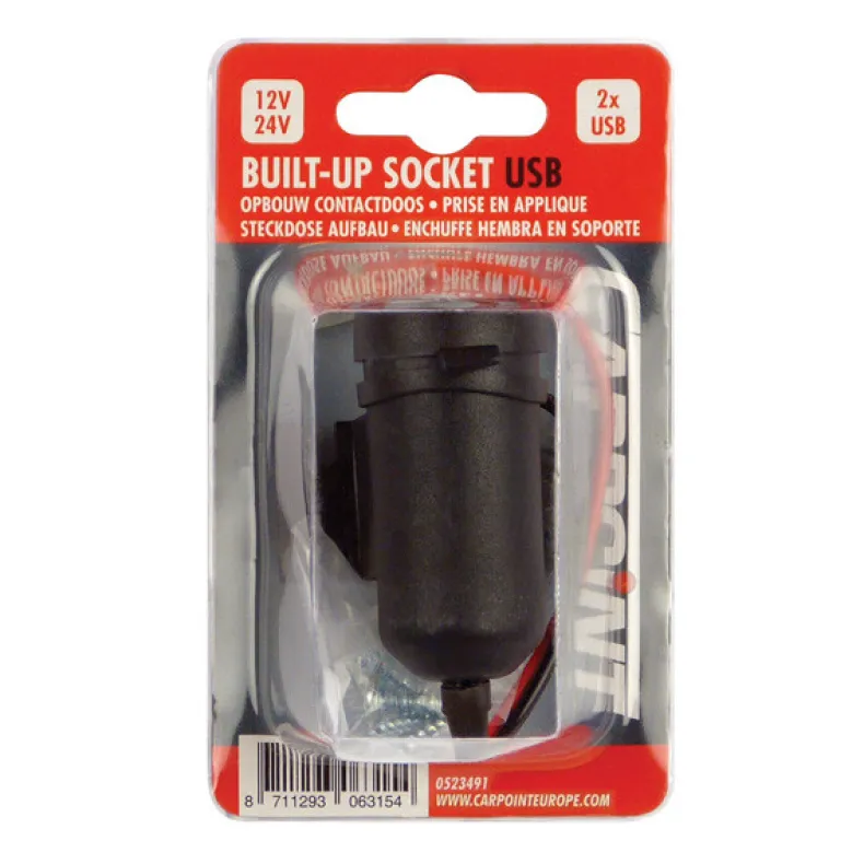 Opbouw contactdoos 2 x USB 2,1A 12/24 V