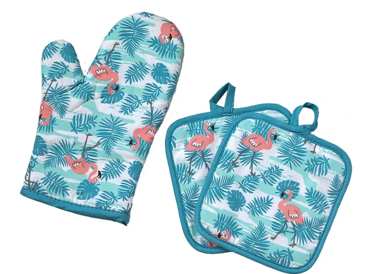 Ovenwantset Flamingo Blauw