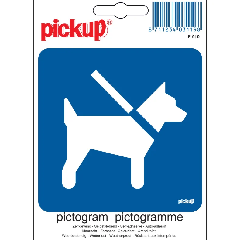 Pictogram honden aan de lijn 10 x 10 cm