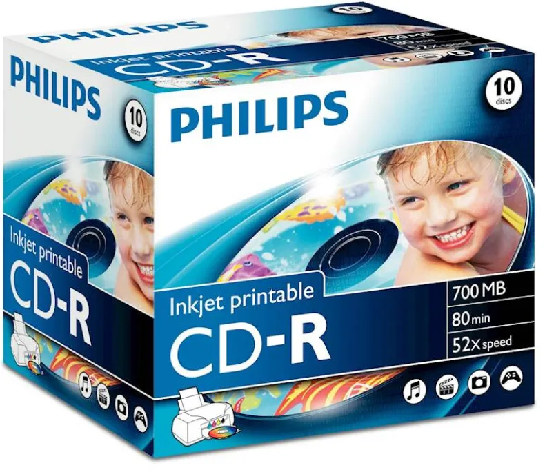 Philips CD-R 80 min / 700 MB print 10 stuks