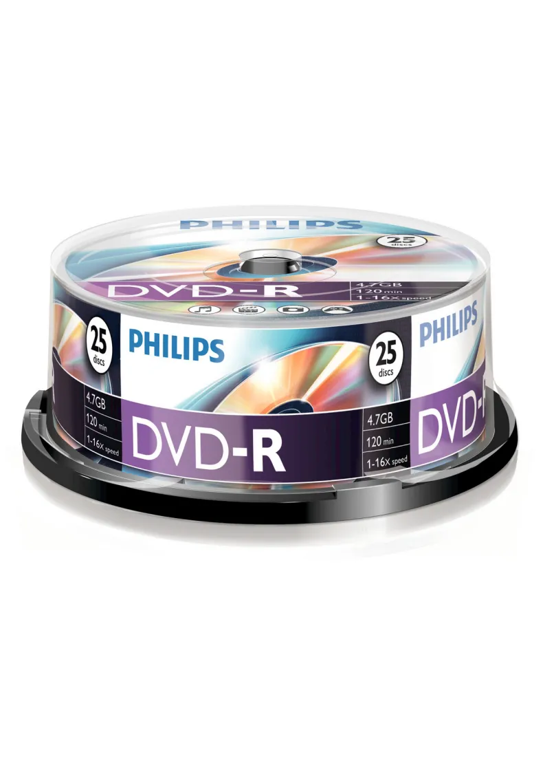 Philips DVD-R 4,7 GB 16x spindle 25 stuks