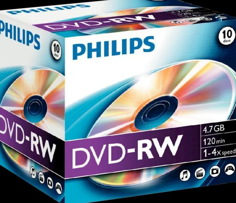 Philips DVD-RW 4,7 GB 4x spindle 10 stuks