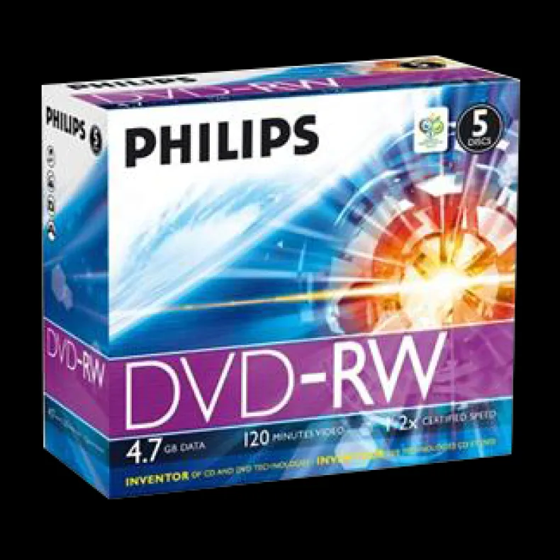 Philips DVD-RW 4,7 GB 4x jewelcase 5 stuks