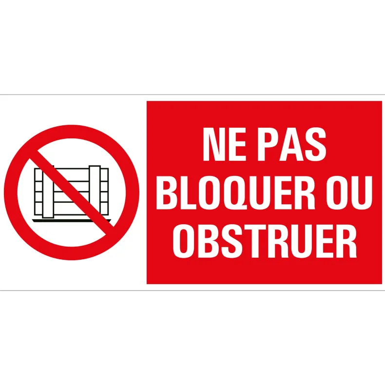 Pictogram ne pas bloquer ou obstruer 15 x 30 cm