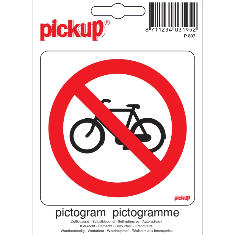 Pictogram verboden te fietsen 10 x 10 cm