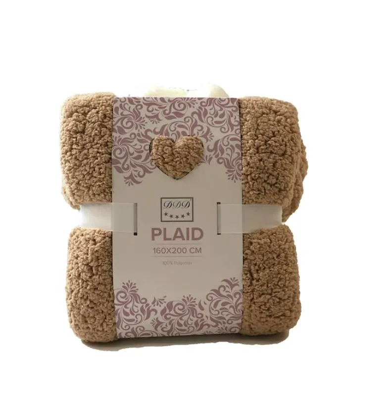 Plaid sherpa grijs/beige 160x200 cm