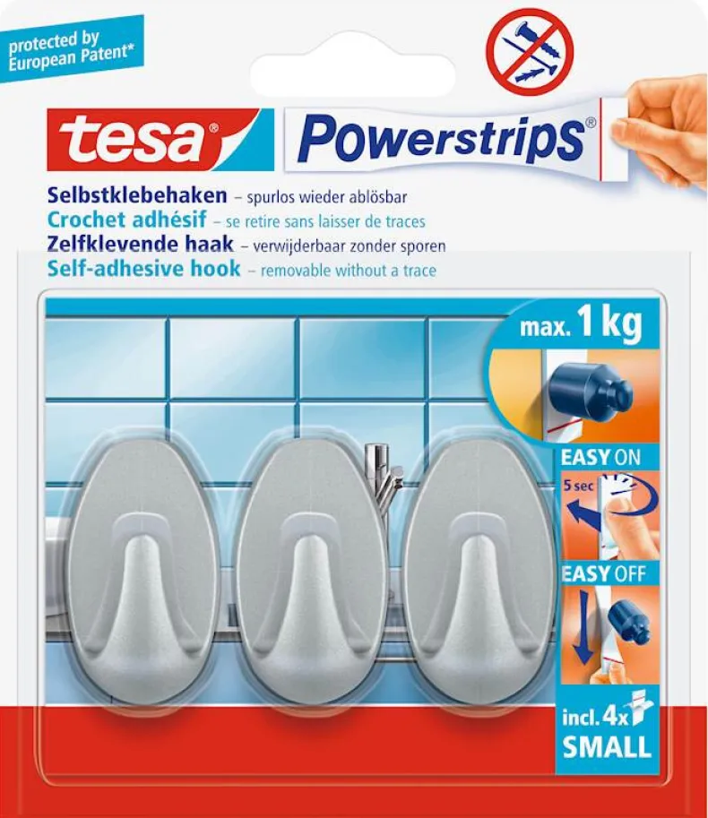 Powerstrips zelfklevende haak ovaal mat chroom