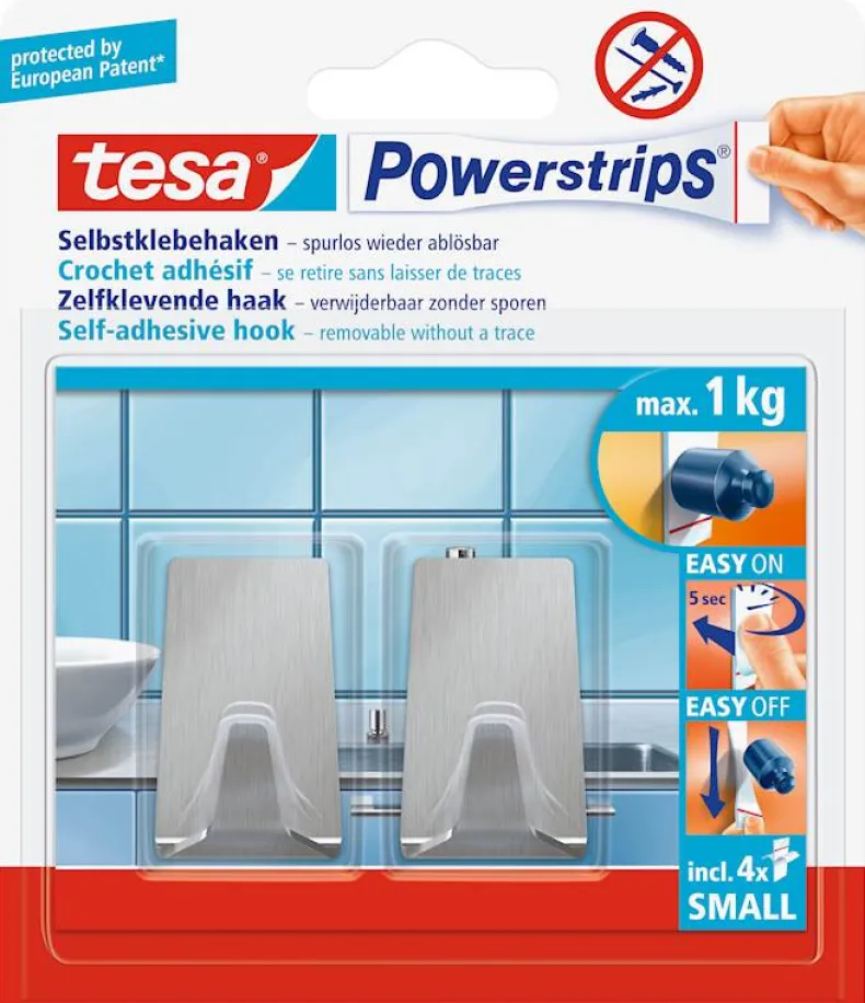 Powerstrips zelfklevende haak metaal (2 haken + 4 strips)
