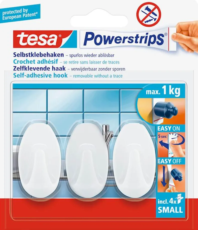 Powerstrips zelfklevende haak ovaal wit
