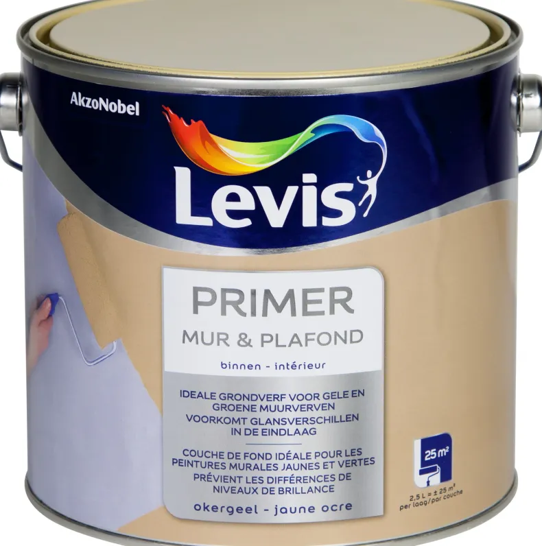 Primer muur & plafond 2,5 L okergeel