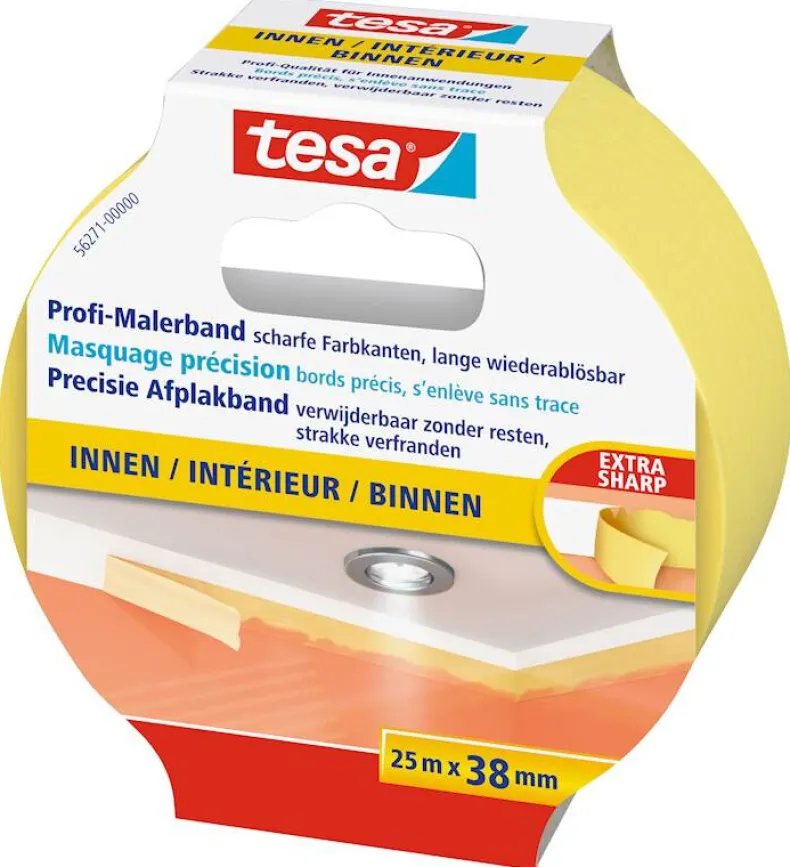 Schilderstape Washi Indoor geel 25 m x 38 mm