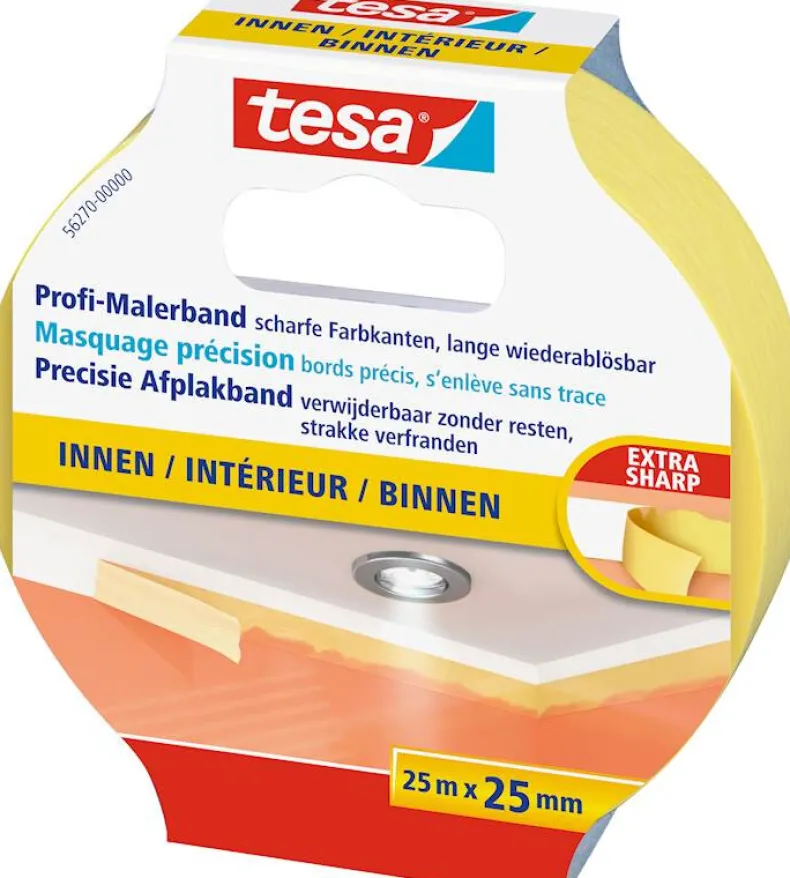 Schilderstape Washi Indoor geel 25 m x 25 mm