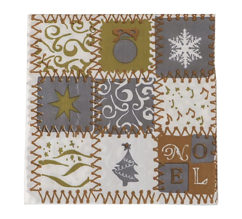 Servetten Kerst Goud 33X33 cm 20 Stuks