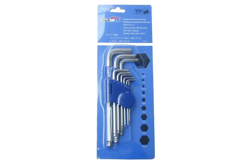Set zeskantsleutels kogelkop CV 9 stuks
