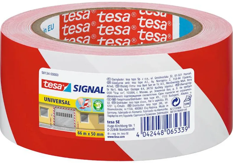 Signalisatietape 66 m x 50 mm rood-wit