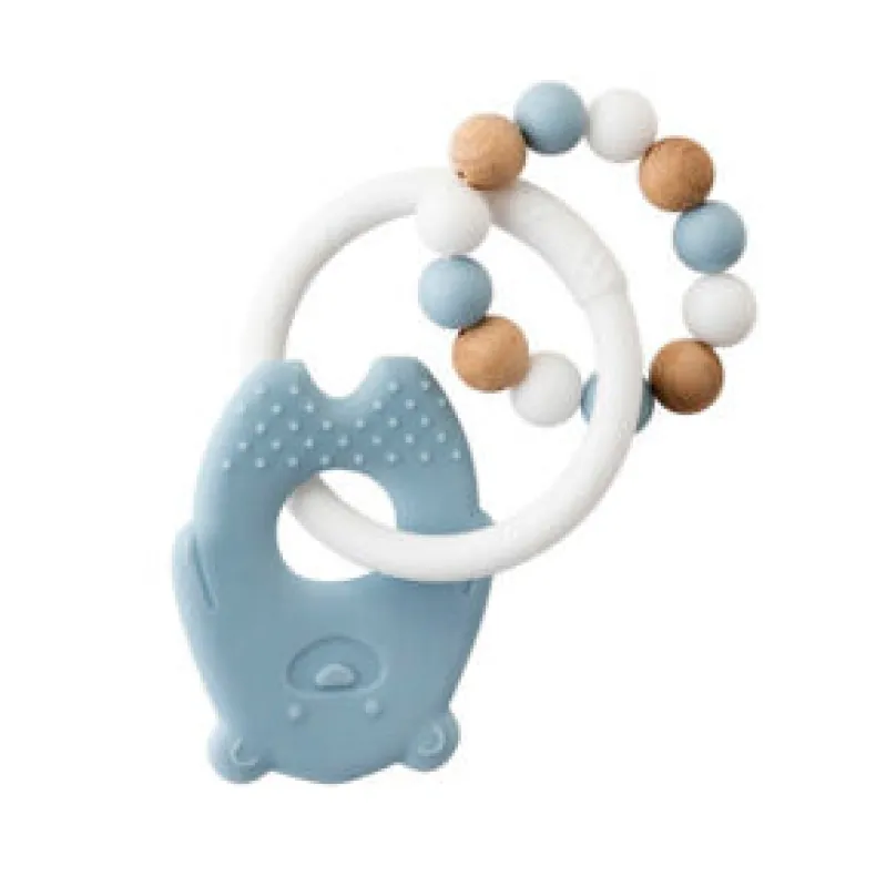 silicone bijtring beer houten bollen