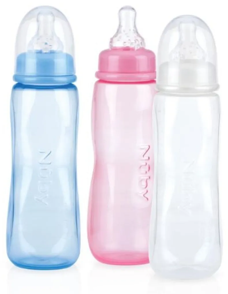 Standaard halsfles in leuke pastelkleuren - 240ml - 3m+
