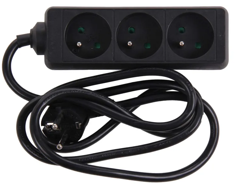 Stekkerblok met kabel 1,5 m zwart 3 x 16 A