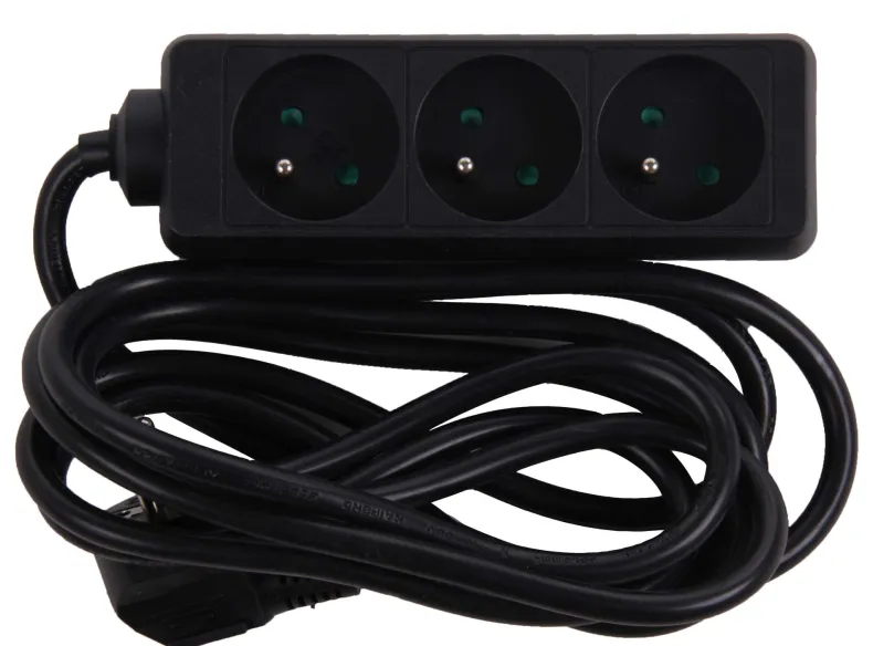 Stekkerblok met kabel 3 m zwart 3 x 16 A