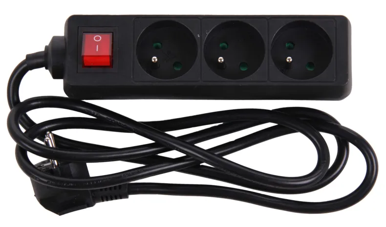 Stekkerblok met schakelaar en kabel 1,5 m zwart