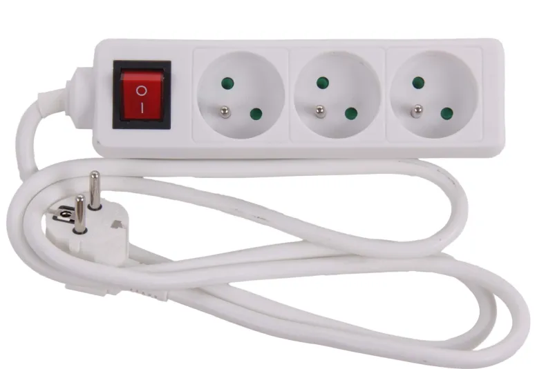 Stekkerblok met schakel en kabel 1,5 m wit