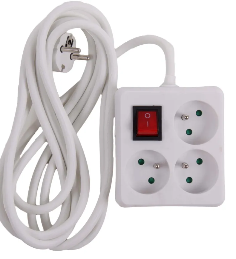Stekkerblok vierkant met schakelaar en kabel wit 3 m