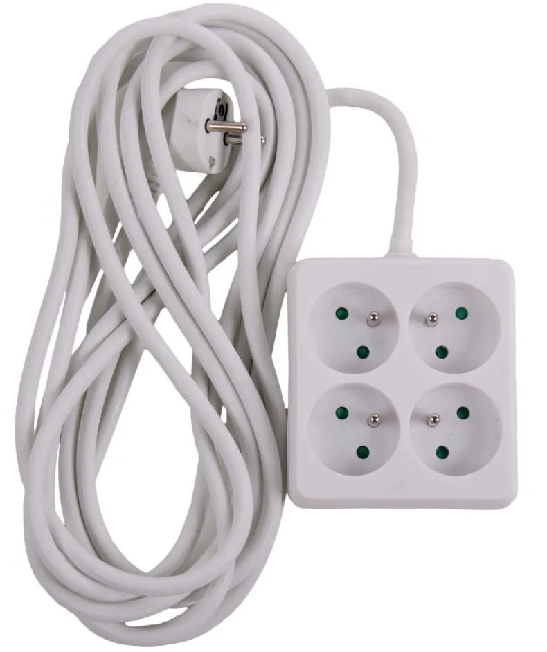 Stekkerblok vierkant met kabel wit 5 m