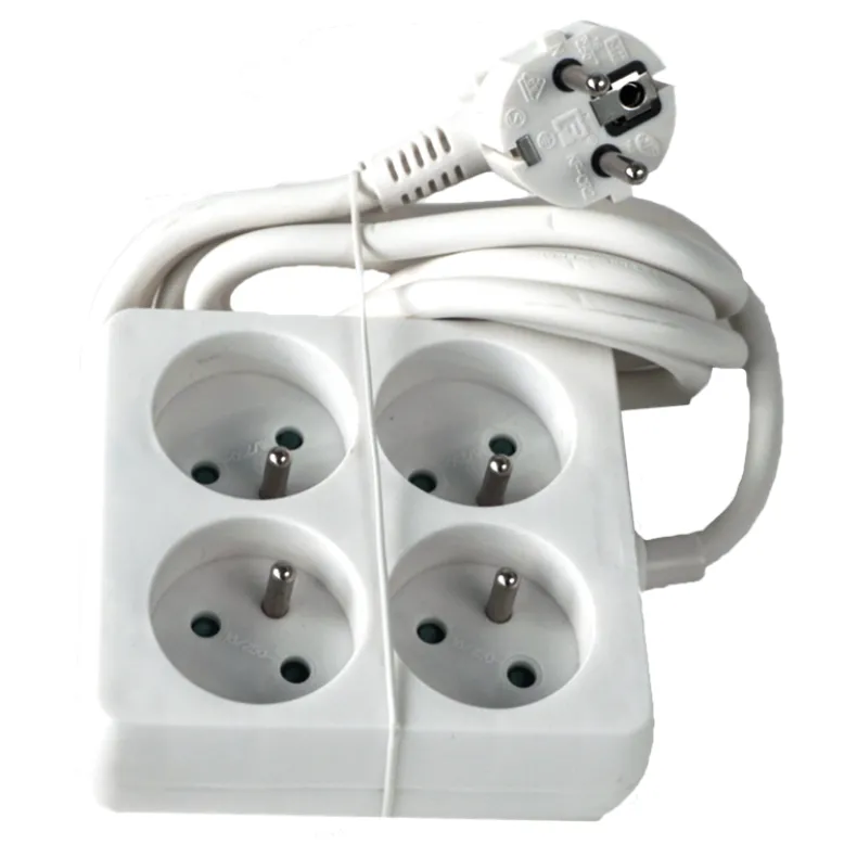 Stekkerblok vierkant met kabel wit 1,5 m