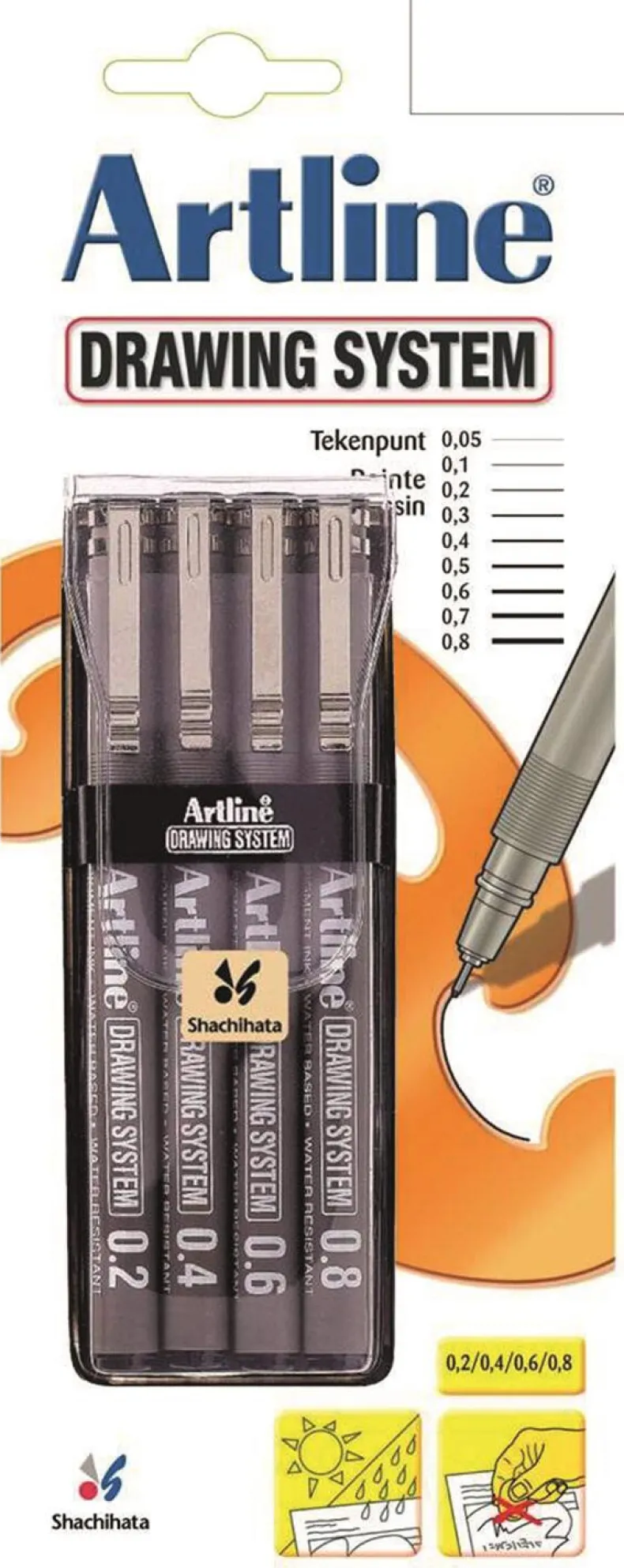 Technische stift etui met 0,2 - 0,4 - 0,6 - 0,8 mm zwart