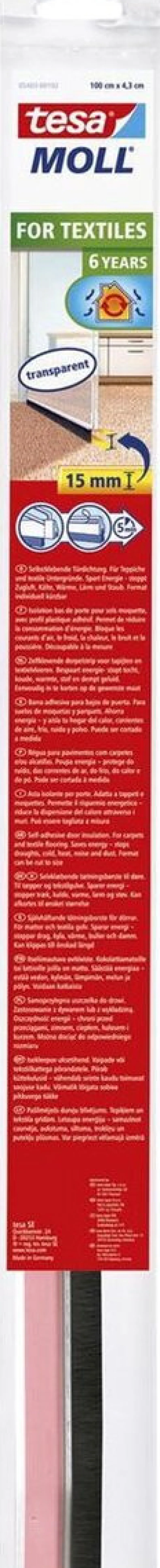 Tesa dorpelstrip voor textiel 1m 4,3cm transparant