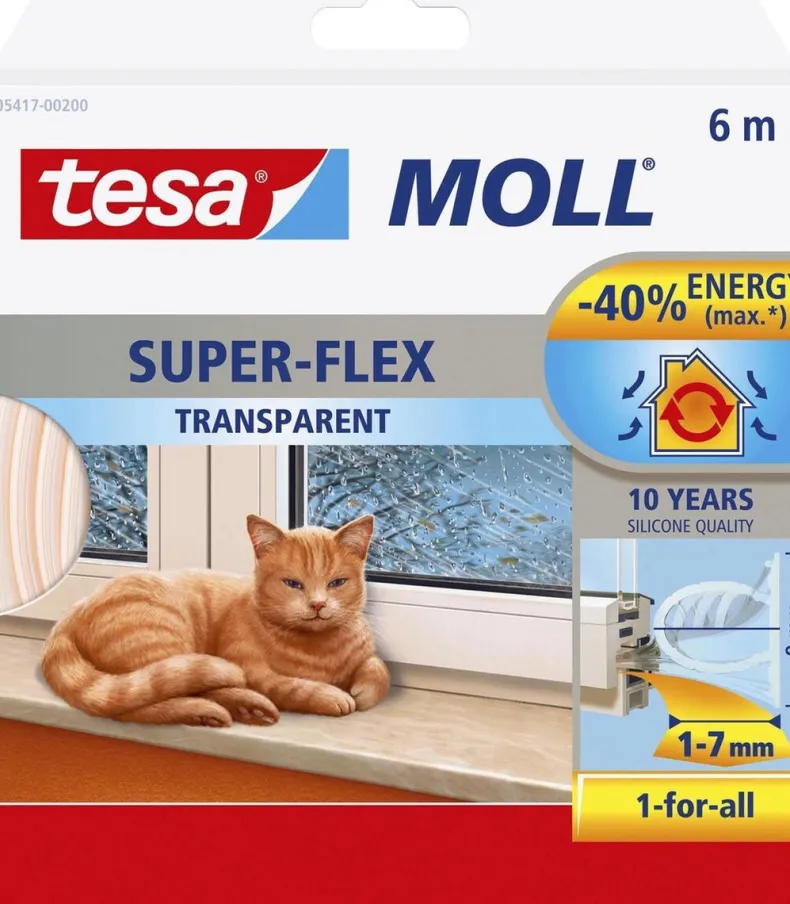 Tesa Moll Superflex Silicone 9 mm x 6 m - Transparant