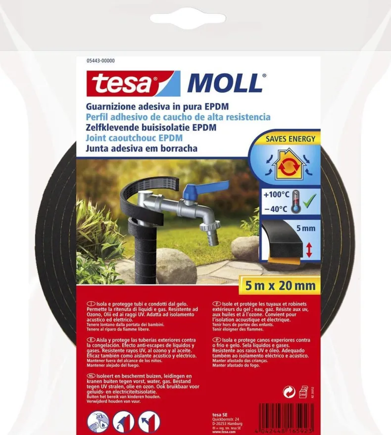 Tesa Moll zelfklevende EPDM buisisolatie 5m x 20mm - Zwart