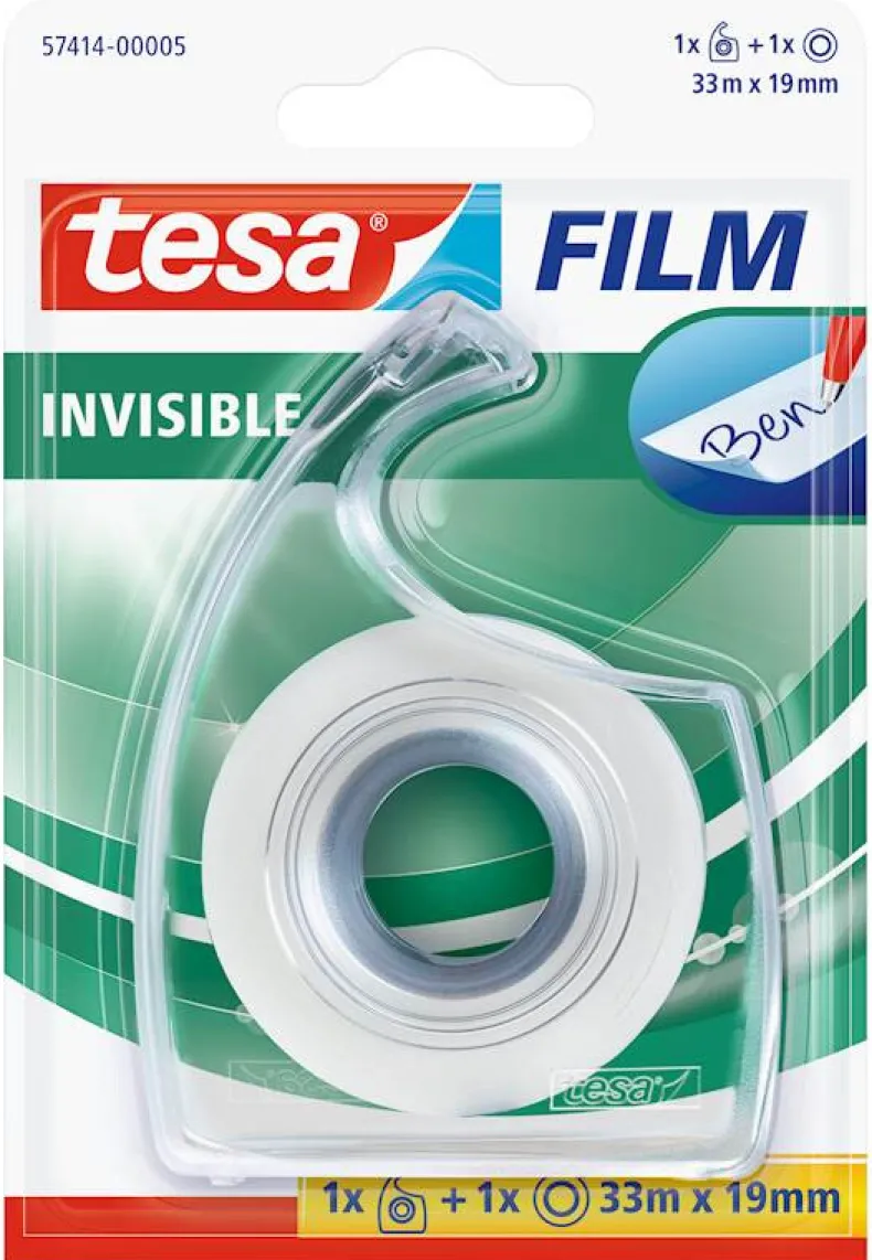 Tesa Transparante plakband met matte finish en dispenser - 33m x 19mm