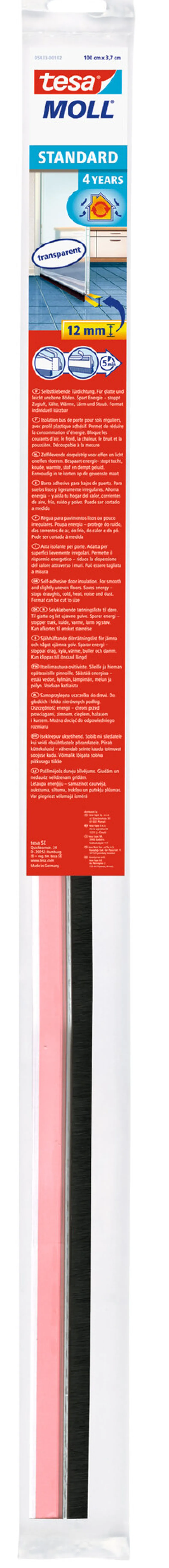 Tochtstrip 1 m x 37 mm transparant