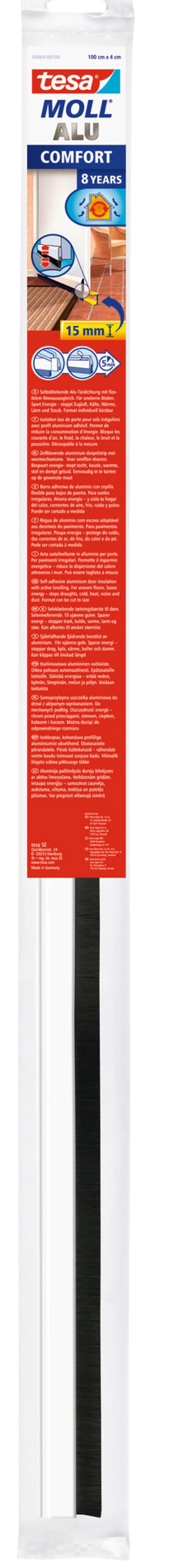 Tochtstrip Comfort aluminium 1 m x 4 cm wit